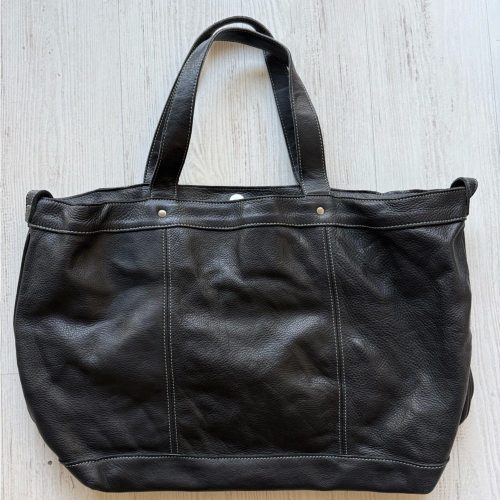 Roots Black Leather Tote - RARE